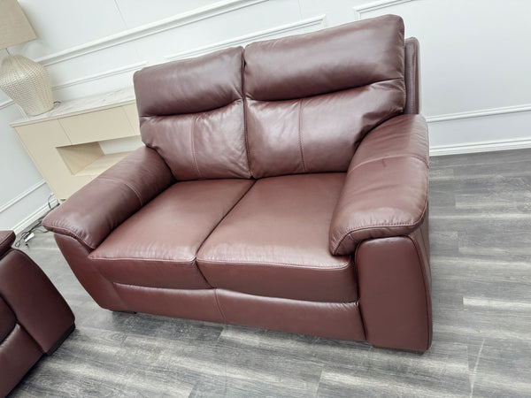 Brown Leather 3 & 2 Seater Static Sofa Set