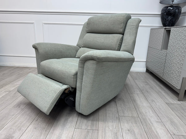 Parker Knoll Colorado Duck Egg Blue Fabric Armchair Power Recliner