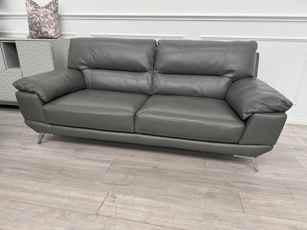 FURNITURE VILLAGE Salvador 3+2 Seater Sofas Set in Genuine Grey Leather