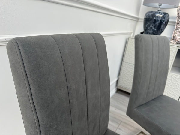 Grigio Pair of Grey Suede Dining Chairs