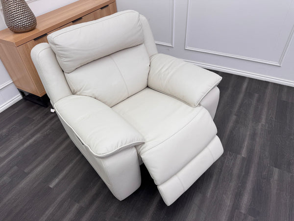 Starlight White Leather Power Recliner Power Headrest Armchair