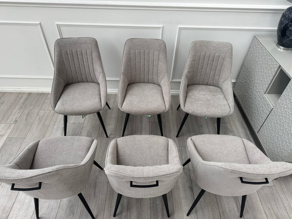 Crete Swivel Dining Chairs Taupe Fabric