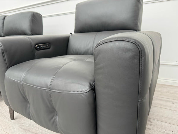 New York Power Recliner 3&2 + Armchair Sofa Set Grey Leather