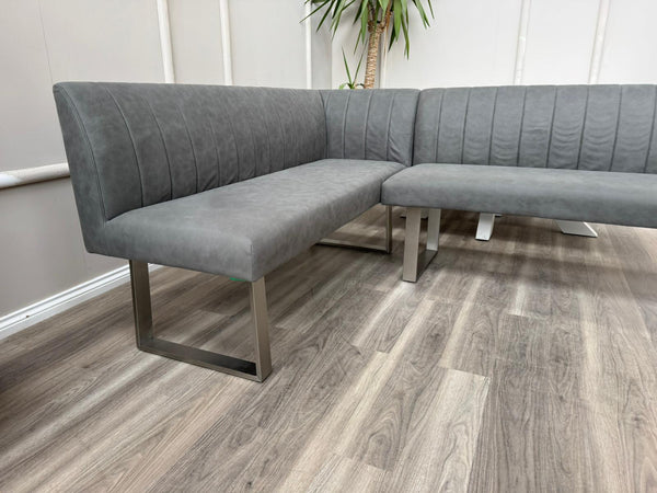 Grigio Corner Grey Fabric Left Hand Facing Dining Bench