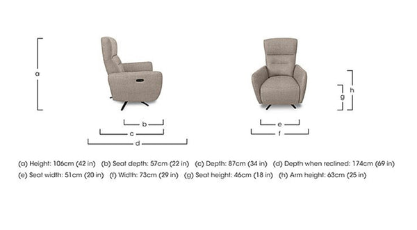 Le Mans White Leather Power Recliner TV Armchair