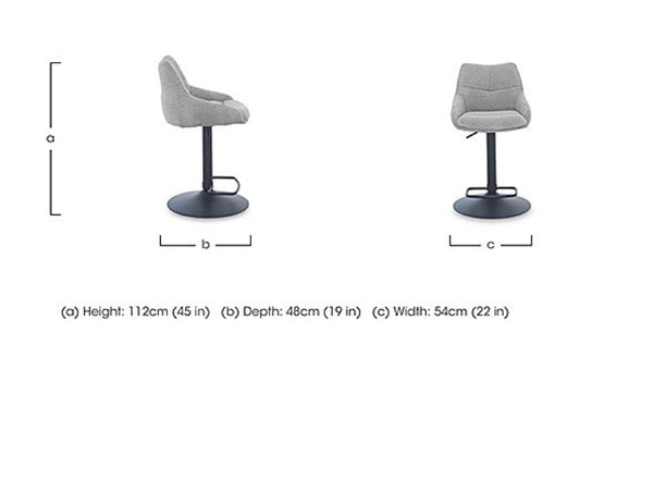 Kiara Swivel Bar Stool Grey Fabric Kitchen High Chairs