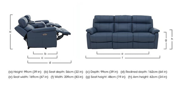 Komodo Relax Station 3 & 2 Seater Cream Leather Power Recliner Headrest Sofa Set