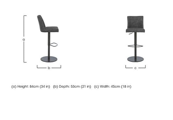 Earth Soft Faux Leather Contemporary Stylish Aesthetic Graphite Grey Pedestal Bar Stool