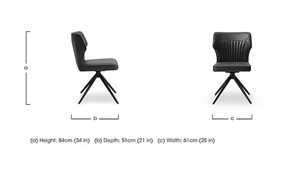 Aydin Brown Faux Leather Contemporary Stylish Aesthetic Swivel Fluted Dining Chair