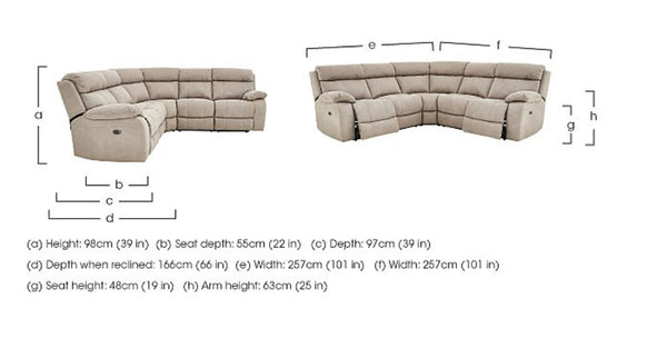 Moreno Large Corner Plush Velvet Set Power Recliner