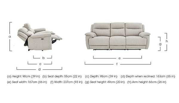 Touch 3 & 3 Seater Power Recliner Grey Fabric Sofa Set