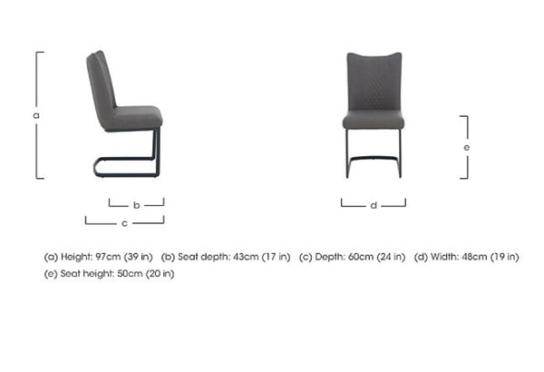 Loki Cantilever Faux Grey Leather Contemporary Scandinavian Style Dining Chair