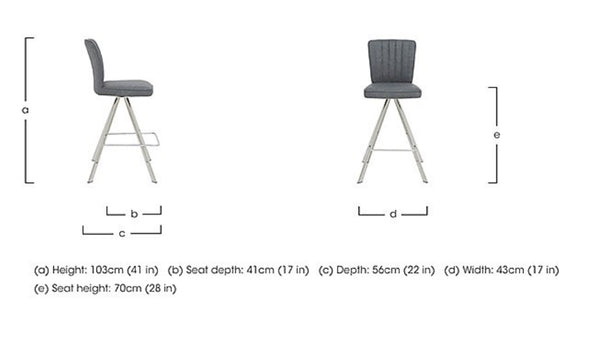 Vegas Grey Faux Leather Swivel Bar Stool Kitchen Chrome High Chairs