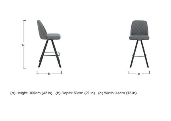 Mars Swivel Bar Stool Grey Faux Leather Kitchen High Chairs