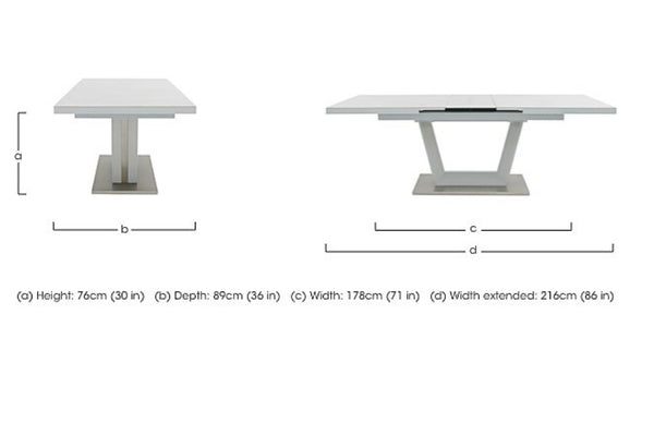 Grigio Large Extending Ceramic Dining Table Marble Top Effect 178-216cm
