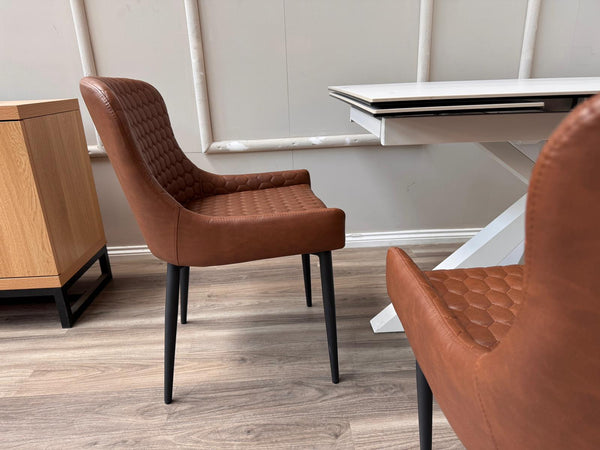 Osaka Tan Faux Leather Contemporary Stylish Aesthetic Dining Chair
