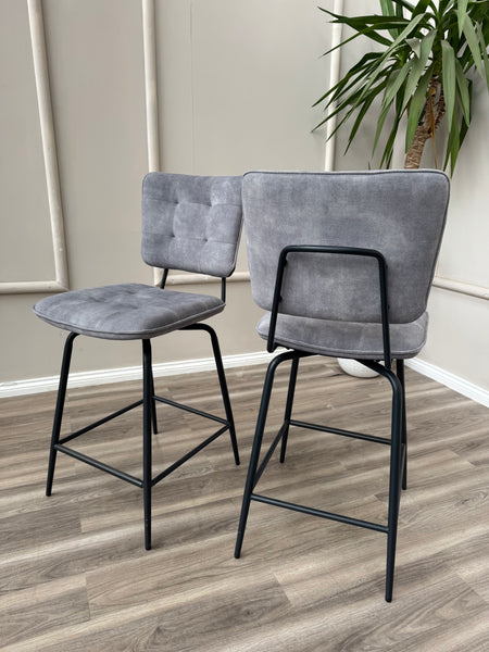 Toronto Silver Fabric Swivel Bar Stool Kitchen High Chairs