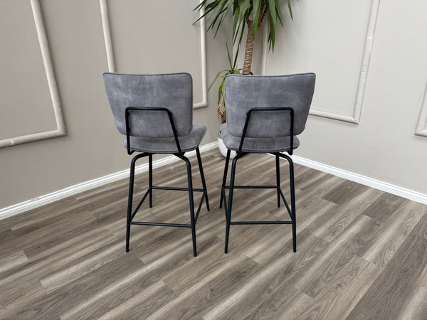 Toronto Silver Fabric Swivel Bar Stool Kitchen High Chairs