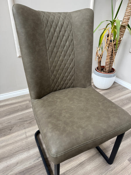 Loki Cantilever Faux Grey Leather Contemporary Scandinavian Style Dining Chair