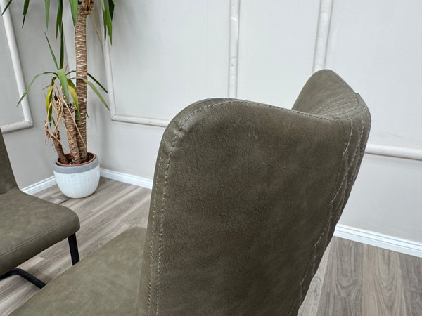 Loki Cantilever Faux Grey Leather Contemporary Scandinavian Style Dining Chair