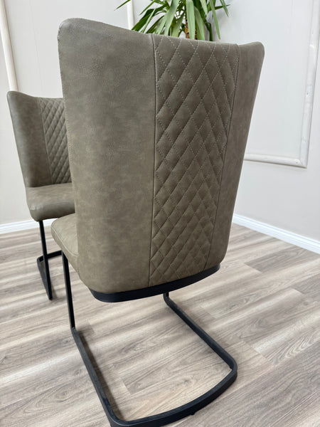 Loki Cantilever Faux Grey Leather Contemporary Scandinavian Style Dining Chair