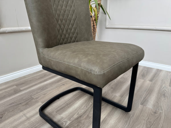 Loki Cantilever Faux Grey Leather Contemporary Scandinavian Style Dining Chair