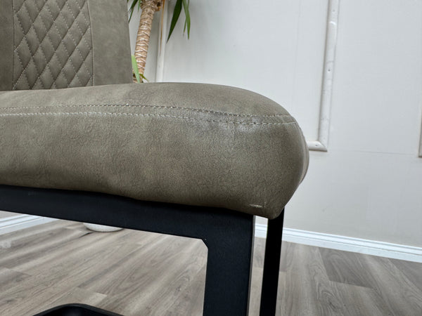 Loki Cantilever Faux Grey Leather Contemporary Scandinavian Style Dining Chair