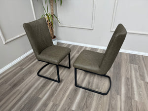 Loki Cantilever Faux Grey Leather Contemporary Scandinavian Style Dining Chair