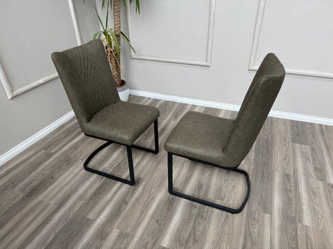 Loki Cantilever Faux Grey Leather Contemporary Scandinavian Style Dining Chair