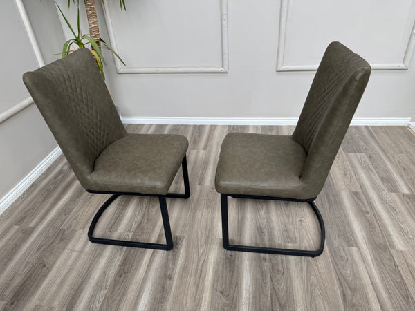 Loki Cantilever Faux Grey Leather Contemporary Scandinavian Style Dining Chair