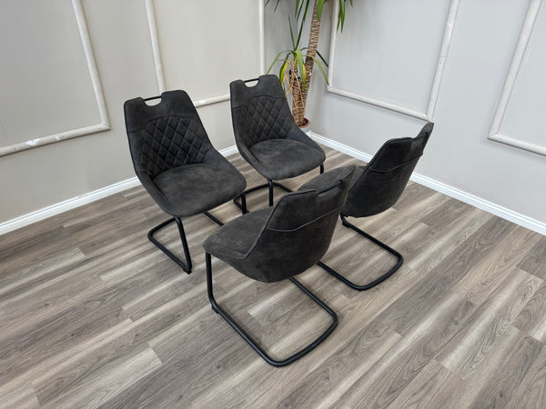 Warrior Charcoal Faux Leather Cantilever Dining Chair (Choose Quantity)