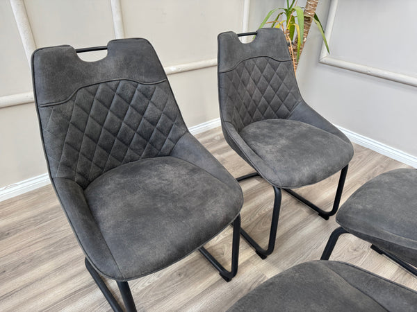 Warrior Charcoal Faux Leather Cantilever Dining Chair (Choose Quantity)