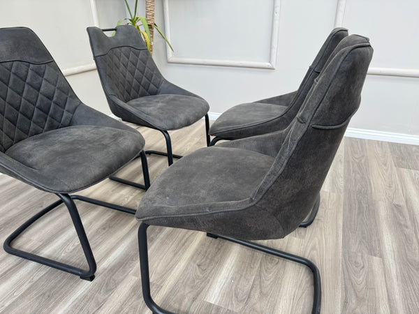 Warrior Charcoal Faux Leather Cantilever Dining Chair (Choose Quantity)
