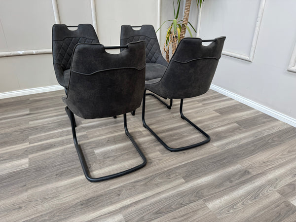 Warrior Charcoal Faux Leather Cantilever Dining Chair (Choose Quantity)