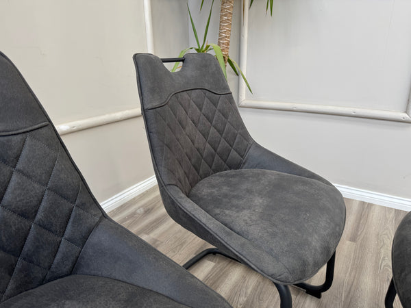 Warrior Charcoal Faux Leather Cantilever Dining Chair (Choose Quantity)