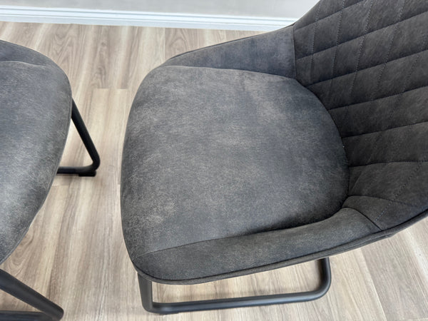 Warrior Charcoal Faux Leather Cantilever Dining Chair (Choose Quantity)