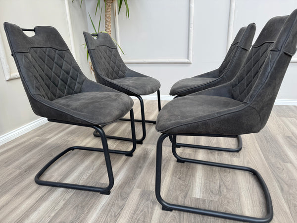 Warrior Charcoal Faux Leather Cantilever Dining Chair (Choose Quantity)