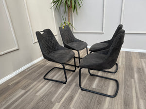 Warrior Charcoal Faux Leather Cantilever Dining Chair (Choose Quantity)
