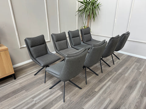 Catalina Grey Faux Leather Swivel Dining Chairs