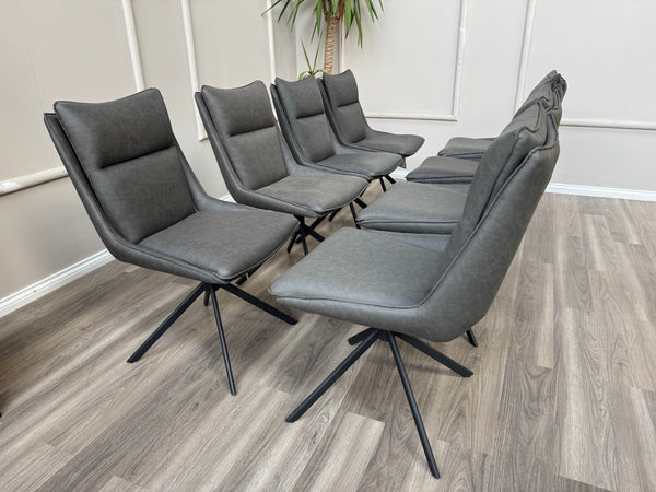 Catalina Grey Faux Leather Swivel Dining Chairs