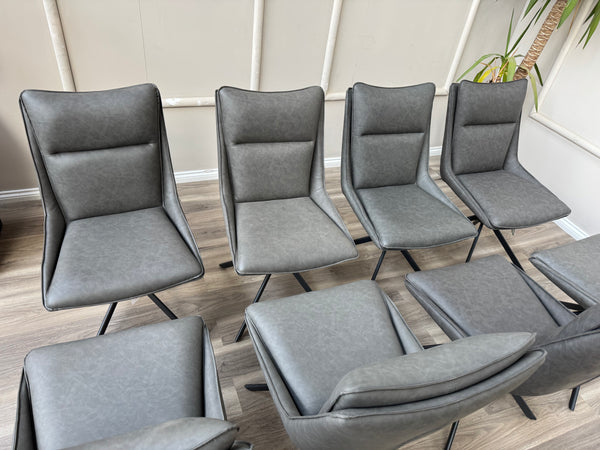 Catalina Grey Faux Leather Swivel Dining Chairs