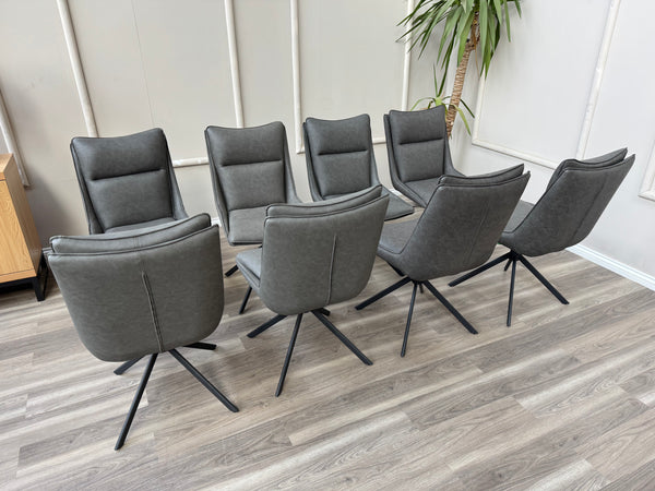 Catalina Grey Faux Leather Swivel Dining Chairs