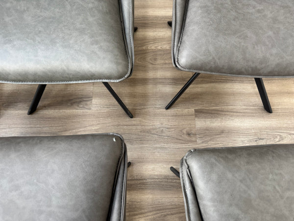 Catalina Grey Faux Leather Swivel Dining Chairs