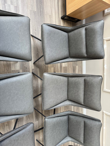 Catalina Grey Faux Leather Swivel Dining Chairs