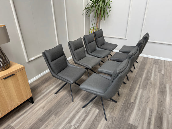 Catalina Grey Faux Leather Swivel Dining Chairs