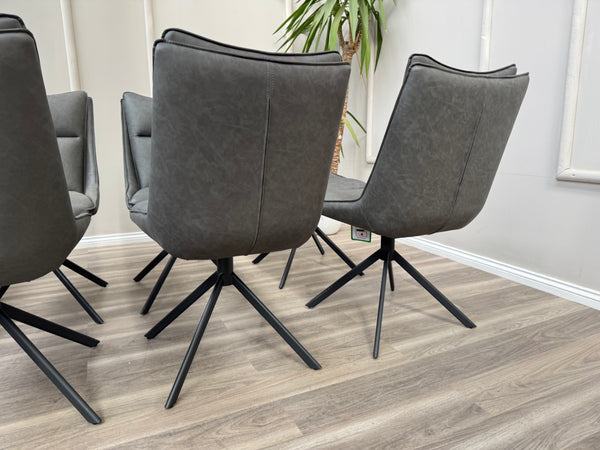 Catalina Grey Faux Leather Swivel Dining Chairs