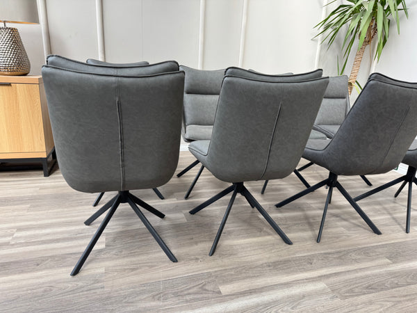 Catalina Grey Faux Leather Swivel Dining Chairs