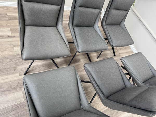 Catalina Grey Faux Leather Swivel Dining Chairs