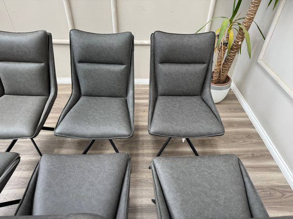Catalina Grey Faux Leather Swivel Dining Chairs