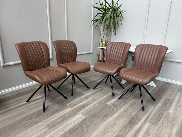Terra Compact Bodahl Tan Faux Leather Contemporary Stylish Aesthetic Swivel Dining Chair